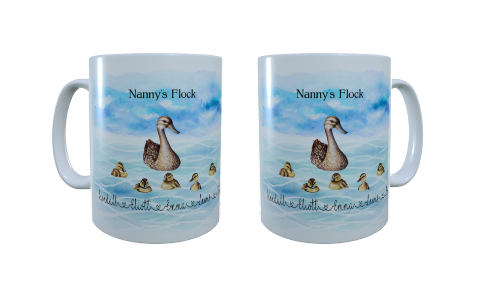 Duck Nanny's Flock Family Mug, Duck Customised Family Mug